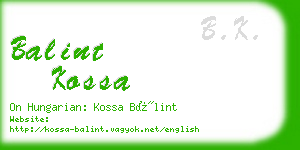 balint kossa business card